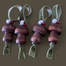 Little Traditional Style Christmas Mushroom Ornaments set of 4 