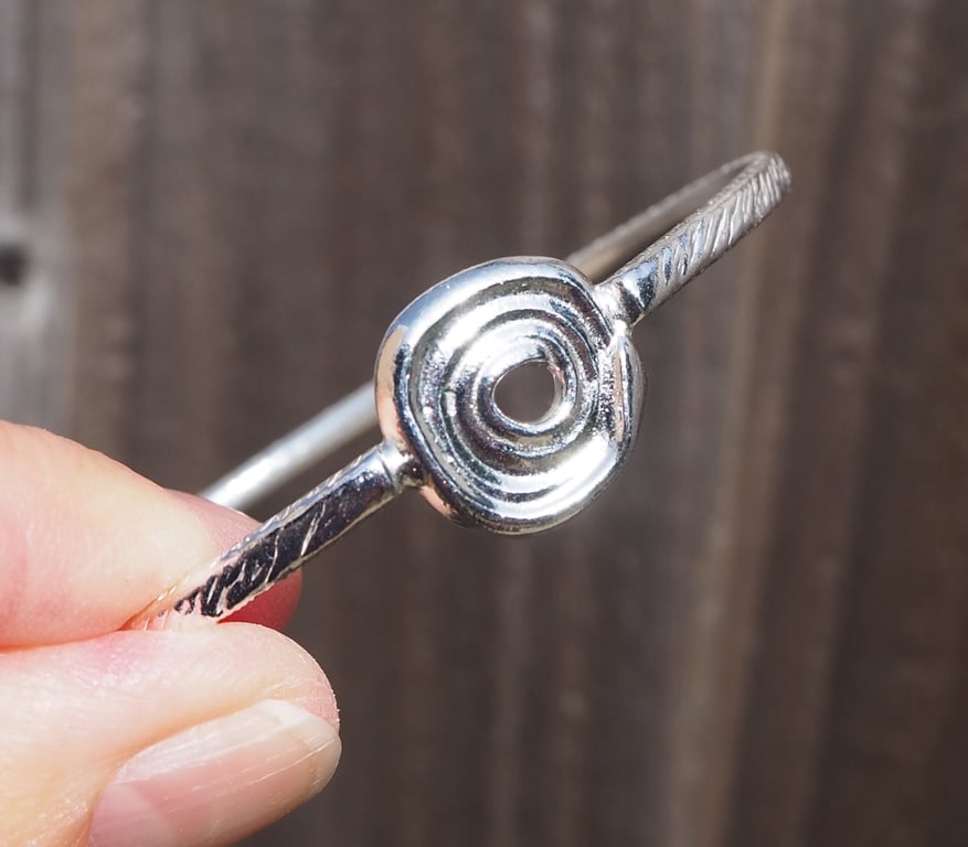 Hallmarked sterling silver bangle bracelet, spiral silver bangle hammered silver