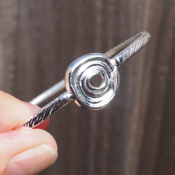 Hallmarked sterling silver bangle bracelet, spiral silver bangle hammered silver