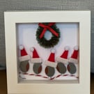 Christmas robin pebble art