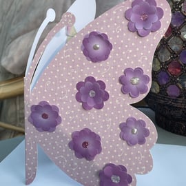 Beautiful butterfly dotty and flowers shaped card