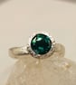 Organic Sterling Silver Emerald Ring - Handmade Contemporary Jewellery