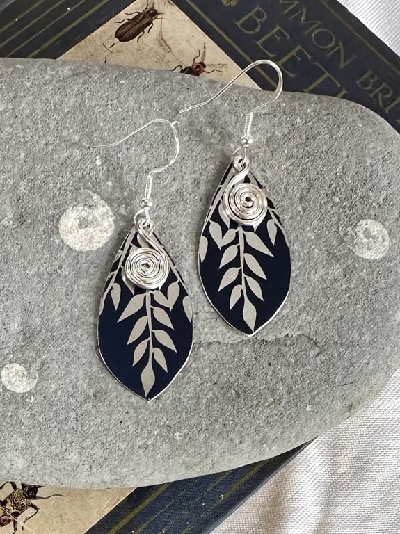 Recycled tin and silver earrings 