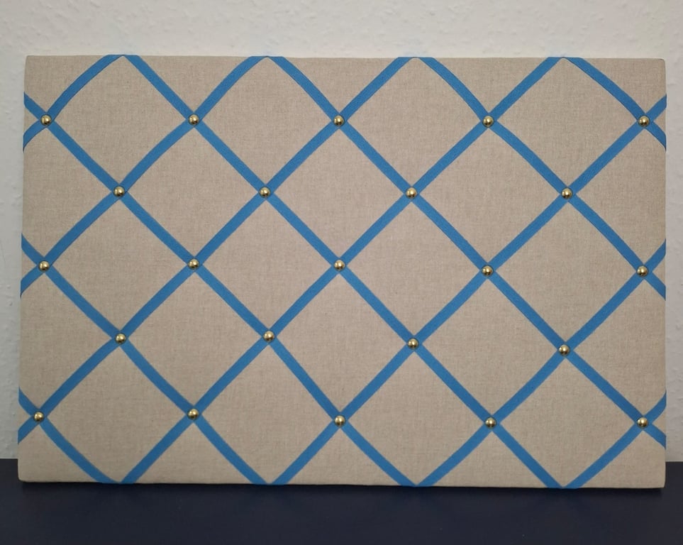 Notice board - Natural and blue braid. 