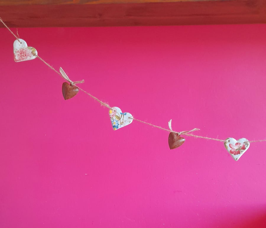 Clay Heart Bunting