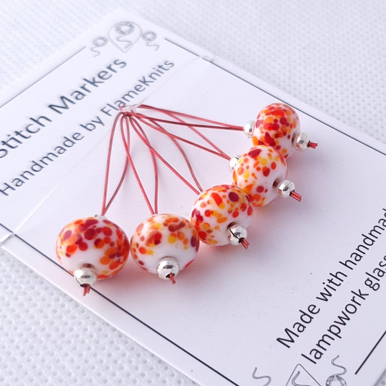 Lampwork Stitch Markers - Firey