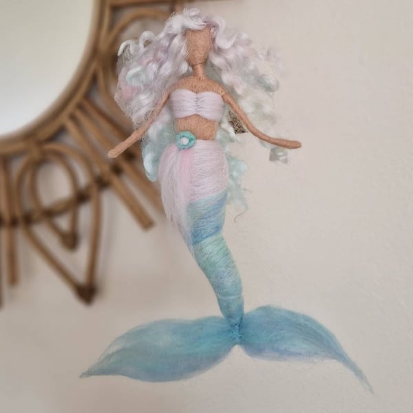 Mermaid doll, needle felt doll, needle felt Folksy