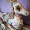 Primitive textile art Horse, sculpture, textile art, vintage style, home decor