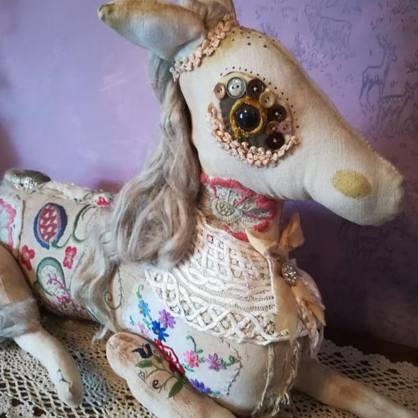 Primitive textile art Horse, sculpture, textile art, vintage style, home decor