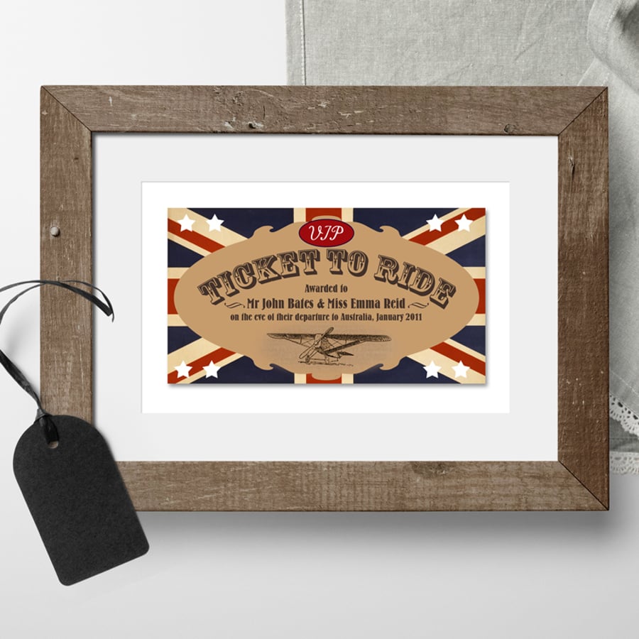Ticket to Ride personalised print, good luck goodbye gift