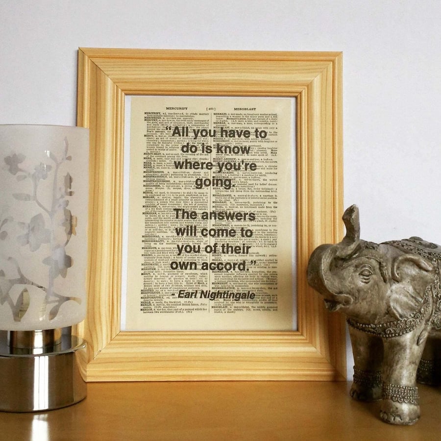 Unframed 1948 Dictionary Page Quote Print - Earl Nightingale - Print Only