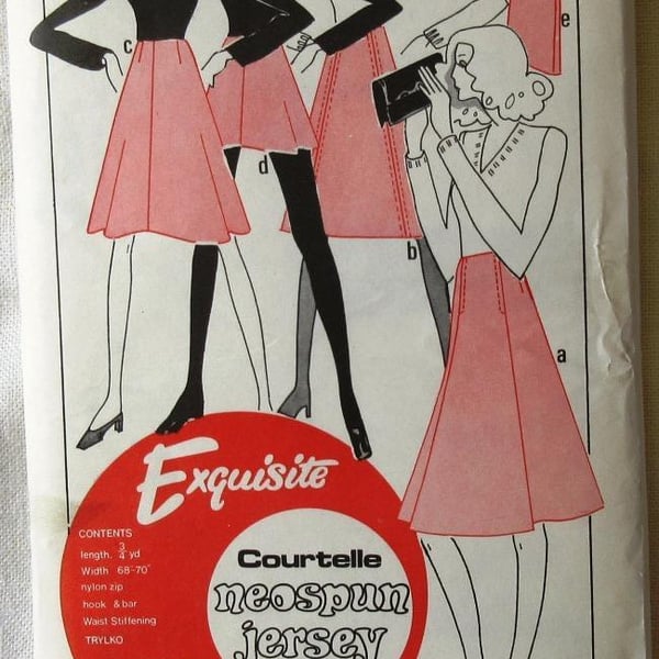 A multi-size sewing pattern for a woman's skirt in five styles in sizes 10 - 18 
