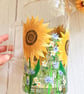 Glass Jug Hand painted with Sunflowers - Image 2
