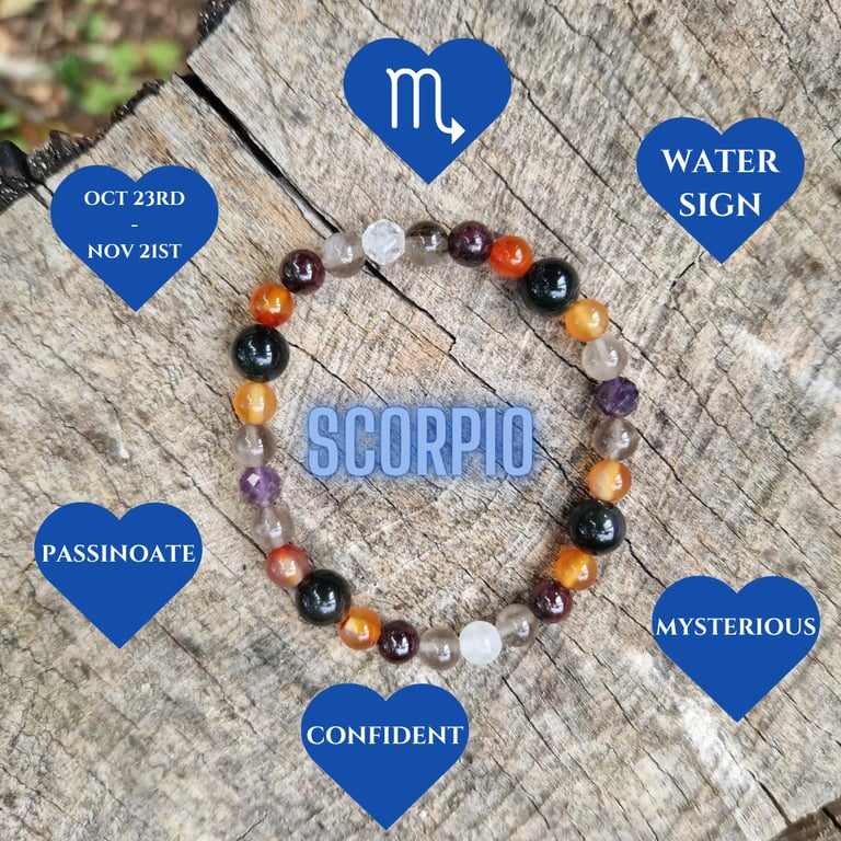 Scorpio Zodiac Star Sign Gemstone Bracelet 