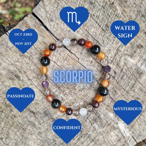 Scorpio Zodiac Star Sign Gemstone Bracelet 