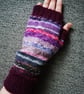 Fingerless Gloves - Hand Knitted - Multicoloured Purple - Image 2