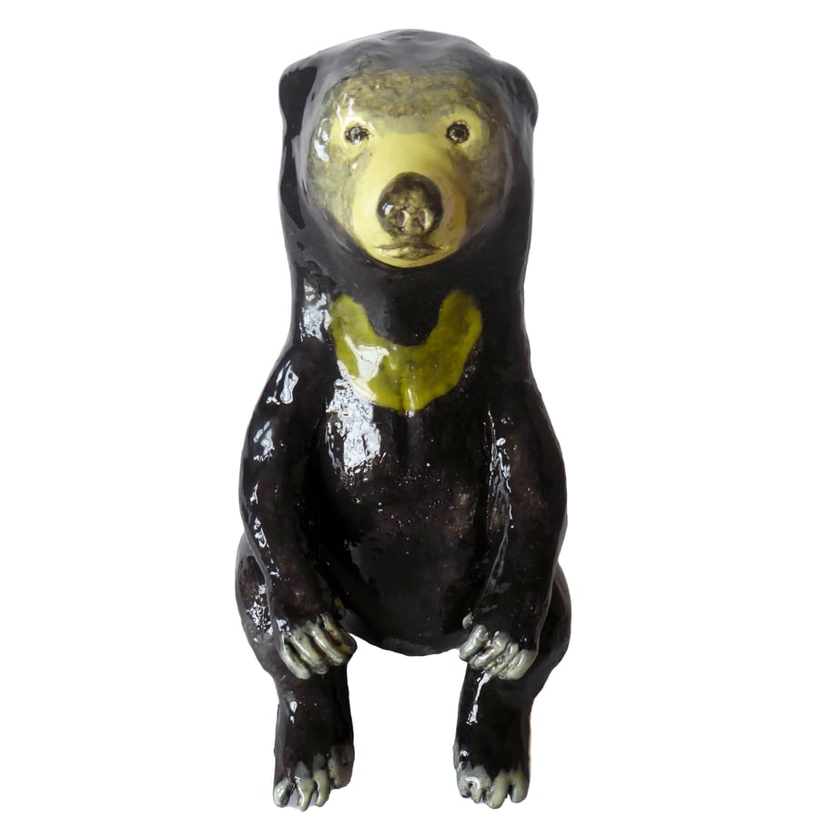 Sun Bear Ceramic Sculpture - Handmade