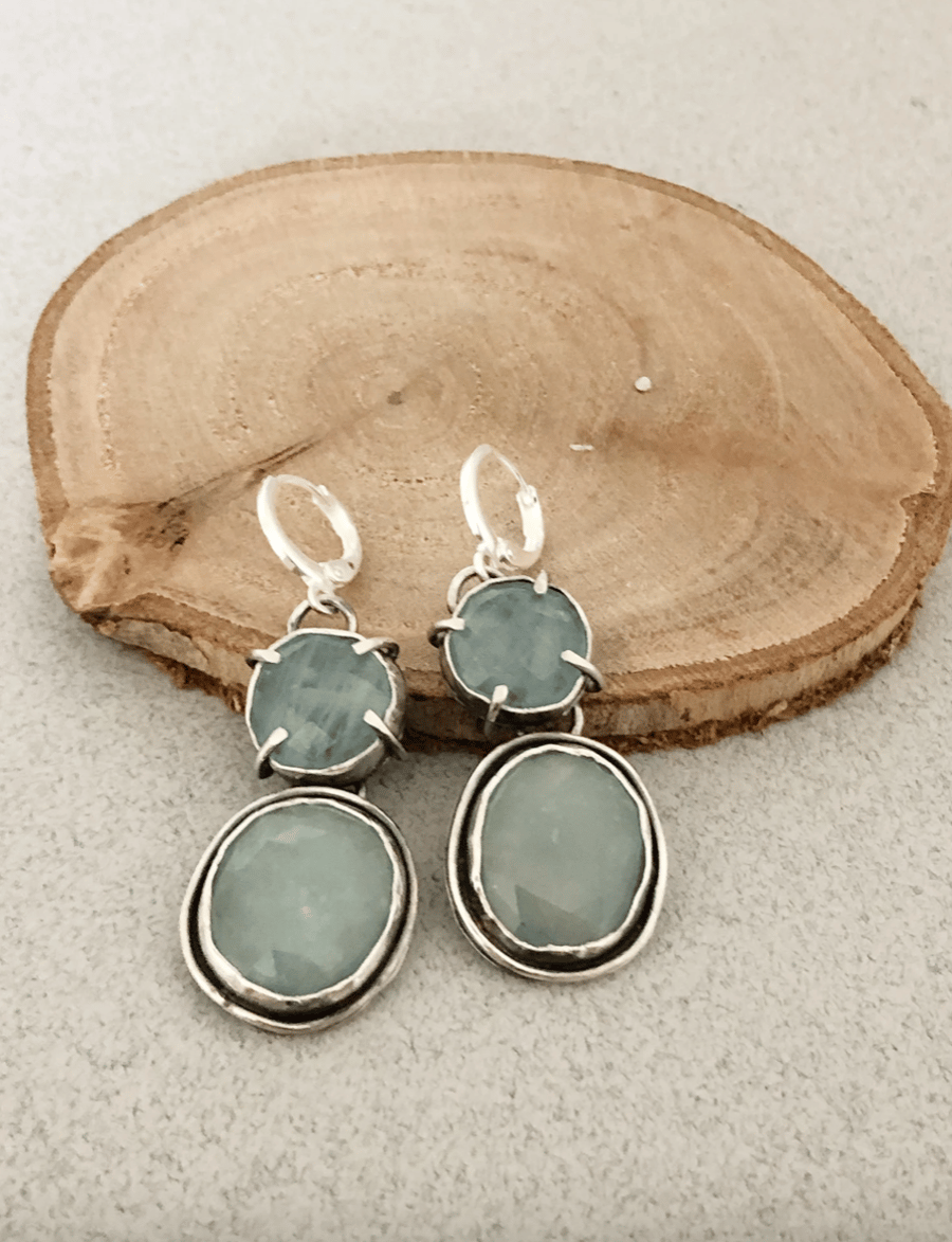 Aquamarine Earrings - Silver Earrings - Dangle and Drop Earrings