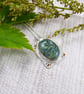 Blue Green Jasper Necklace, Sterling Silver Artisan Pendant - Image 1