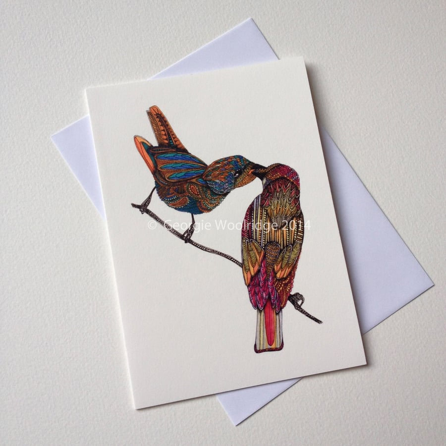 'Love Birds' Giclee printed greetings card