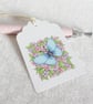 Little Flowers & Blue Butterfly Gift Tags - set of 4 tags - Image 3