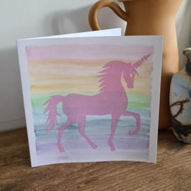 Rainbow unicorn birthday card
