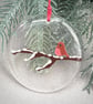 Robin on a snowy branch - glass Christmas tree decoration - Image 4