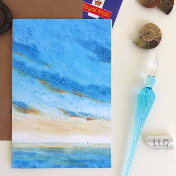 Sunrise over the ocean artist card cello free plastic free