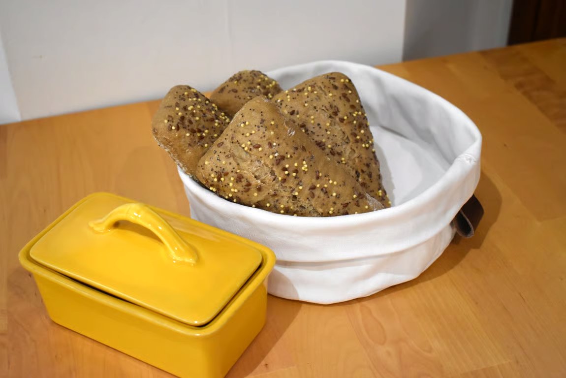 Bread or Fruit Canvas basket or server.  Good size multipurpose and hard wearing