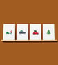 Christmas Cards Pack of 4 watercolour style tree collection 