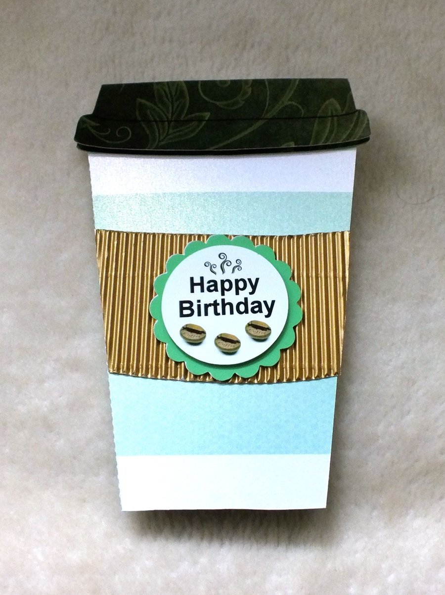 Handmade Coffee Cup Shaped Birthday Card