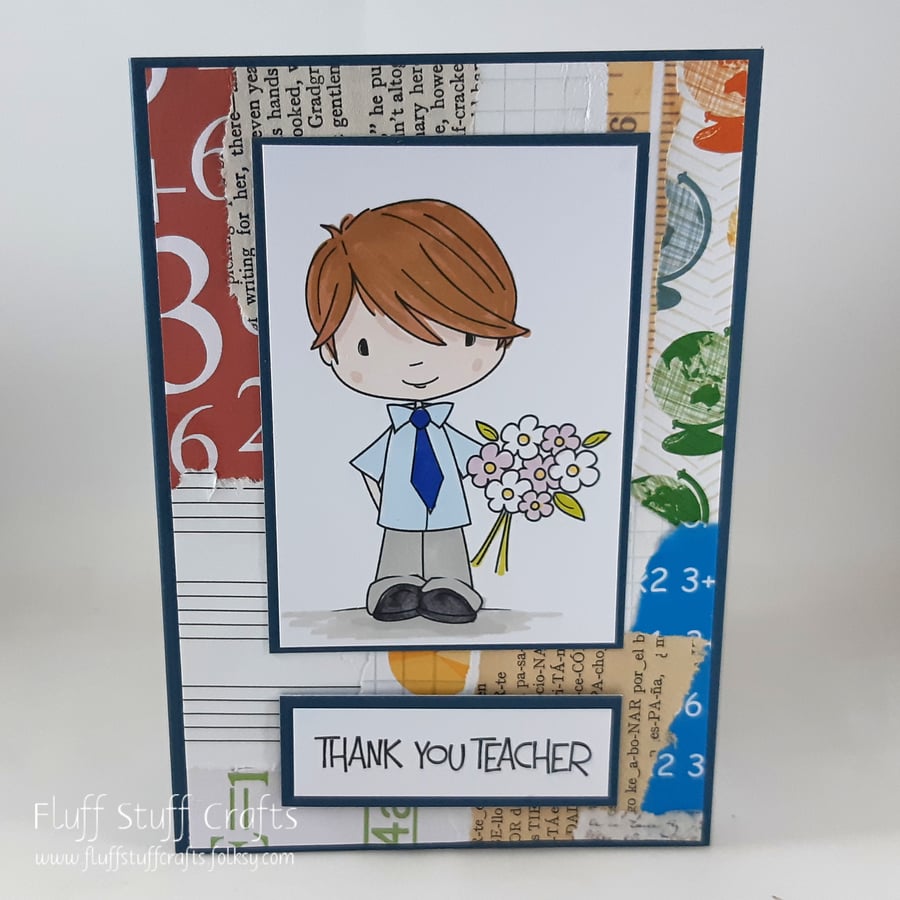 Handmade schoolboy thank you teacher card