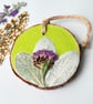 Real Pressed Flower, Knapweed, Hand Painted Wood Slice Hanging Decoration - Image 3