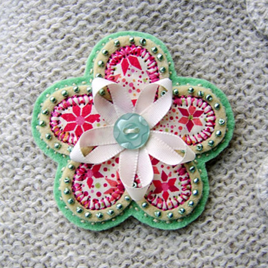 Fabric Flower Brooch