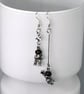 SPACEMAN STAR EARRINGS starfall mismatched cute cool silver plate - Image 1