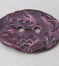 Large Aubergine Purple Brocade Oval Handmade Ceramic Button - Image 3