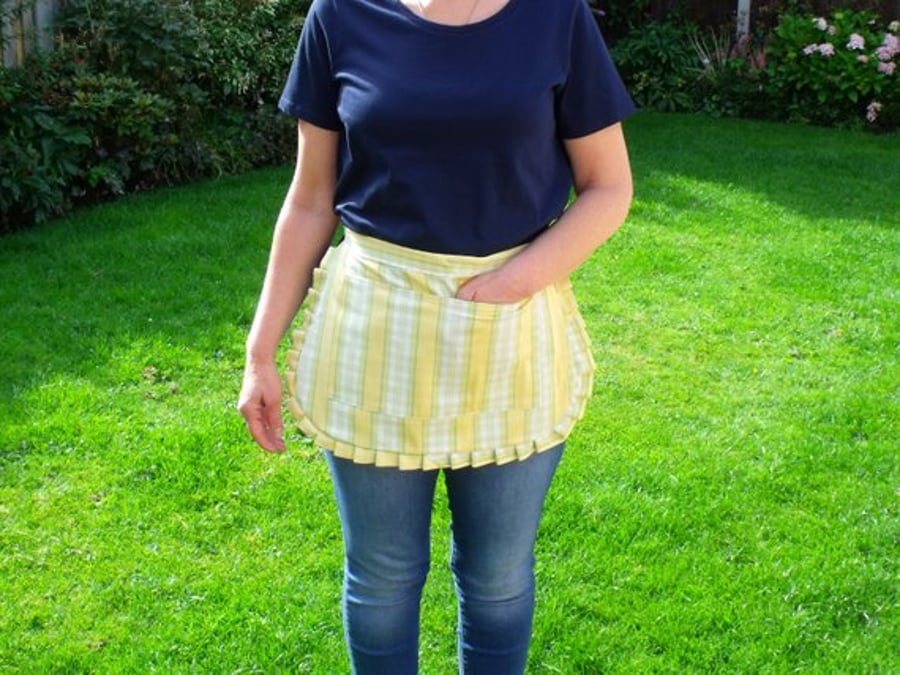 vintage style yellow and green polycotton half pinny for baking