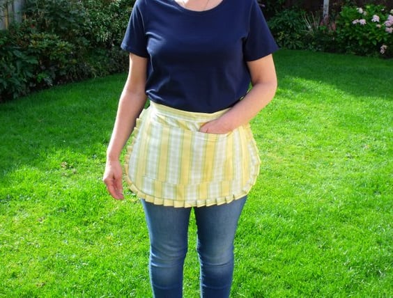 vintage style yellow and green polycotton half pinny for baking