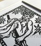 The Witch - Original Lino Print - Limited Editions - Line or Black Fill Options - Image 3