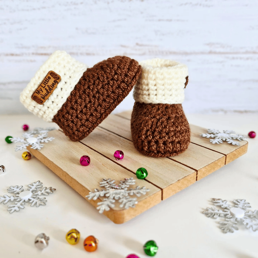 Christmas Pudding Baby Booties – ‘My Little Pudding’ Gift