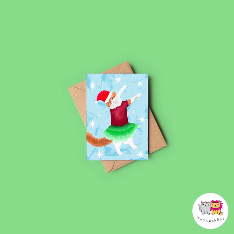 Cat Christmas Card, A6 Christmas Card, Cute Animal Christmas Card