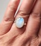 Sterling Silver Blue Flash Moonstone Adjustable Ring Handmade Jewellery Gift