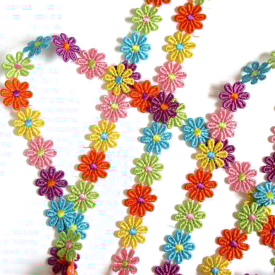 Colourful Floral Lace Trim - 2 yards