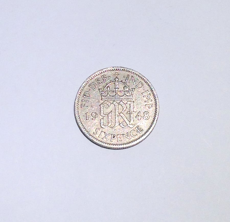 Lucky Sixpence Dated 1948 for Crafting