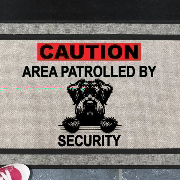 Black Russian Terrier Security Door Mat - All Weather Doormat - 45x70cm 