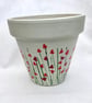 Hand Painted Red Poppies on Cream Terracotta Pot XL - Image 4