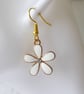 Pretty Black and White Enamel Flower Asymmetric Earrings, gold plated ear-wires - Image 7