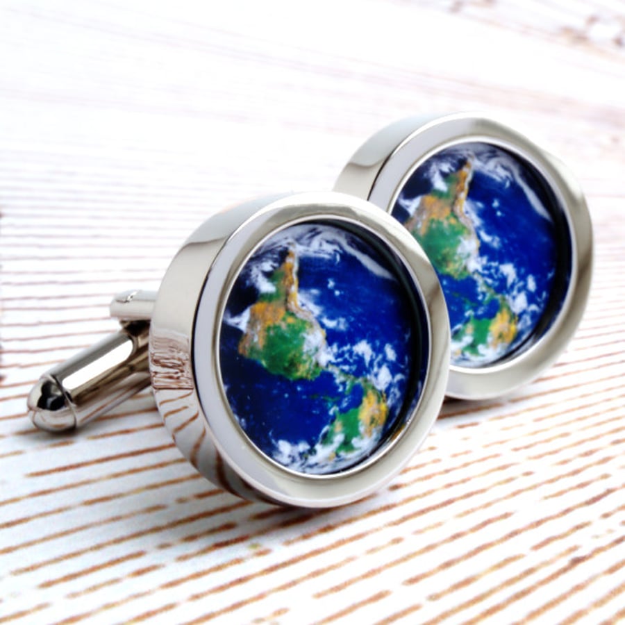 The World from Space Cufflinks - the World in Your Hands