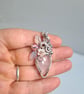 Pink 925 Silver & Rose Quartz Necklace Pendant Gift Crystal Jewellery Jewelry - Image 6