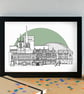 Blackburn Landmarks Skyline Art Print - Image 1